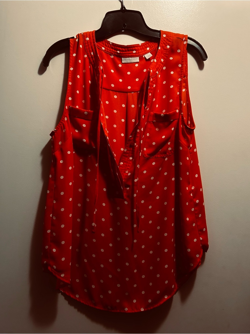 New York & Company Coral Polka Dot Sleeveless Camisole